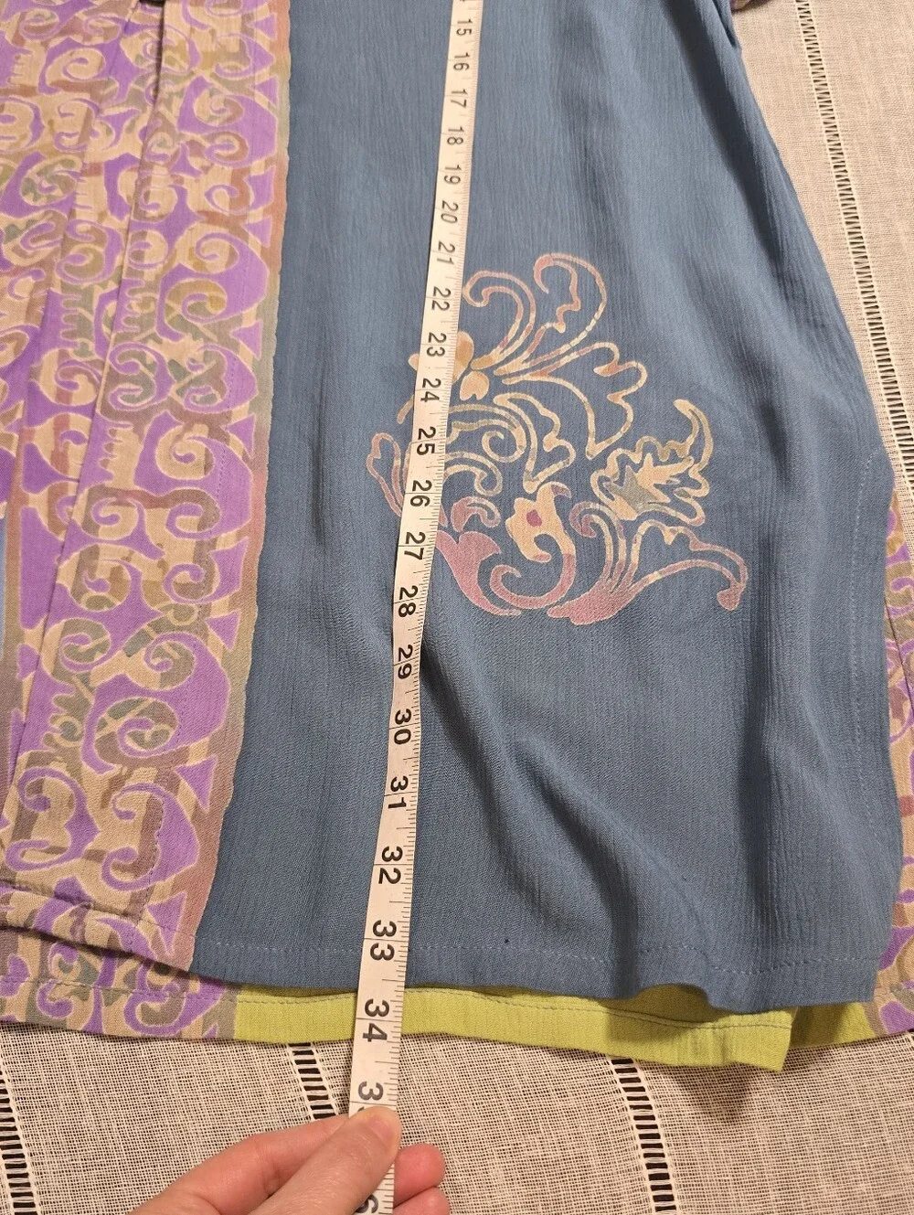 Soft Surroundings 100% Rayon Teal Green Purple Button Blouse Overlay Tunic 2x - Picture 12 of 14